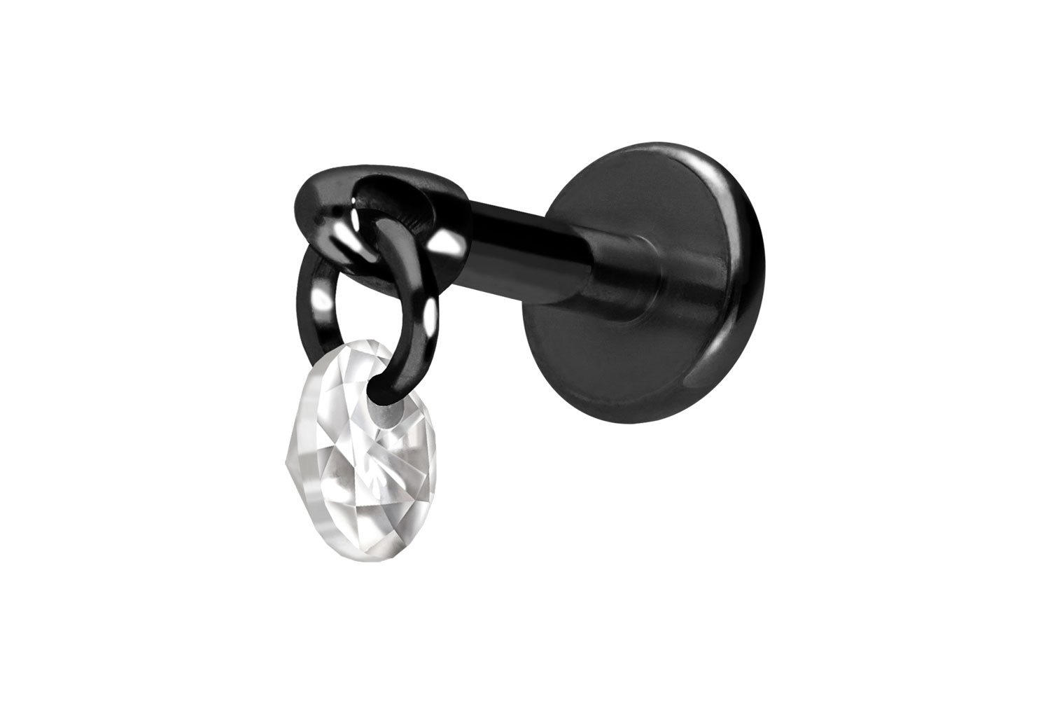 Titan Labret Piercing mit Innengewinde RUNDER KRISTALL